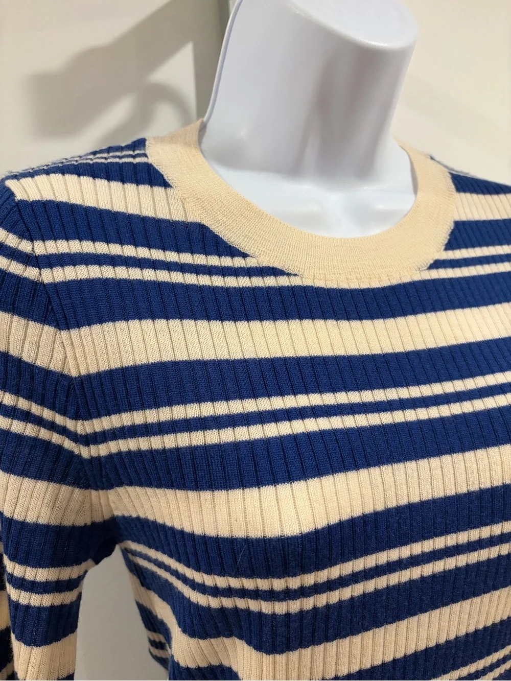 J.Crew Carolyn Merino Wool three-quarter sleeve stripe sweater size Medium